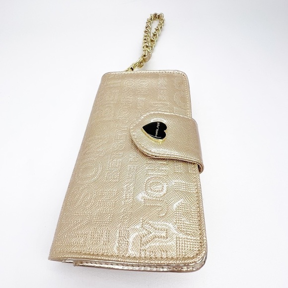 Betsey Johnson Celly Wallet Metallic Gold/Platinum Wristlet New in Gift Box NWT - Picture 4 of 11